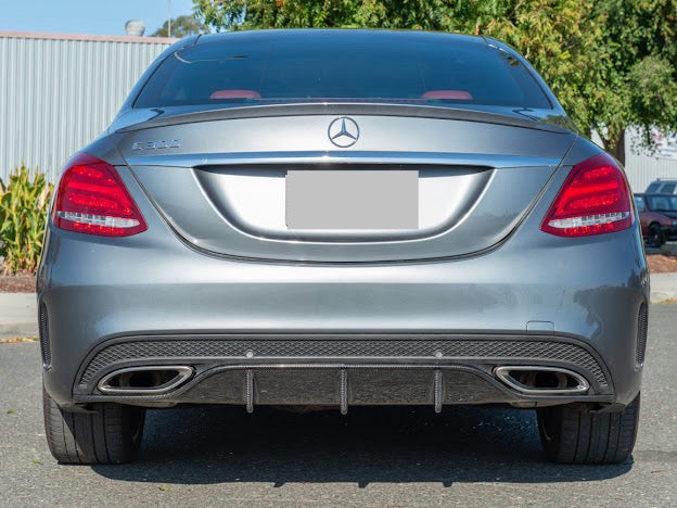 2015-2018 W205 Mercedes C-Class AMG Sport Style CARBON FIBER Rear Bumper Lower Diffuser