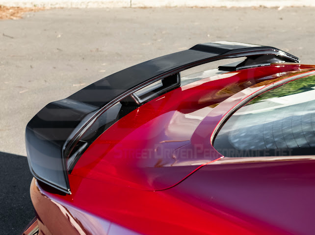 2024-UP FORD MUSTANG | DARKHORSE STYLE GLOSSY BLACK REAR TRUNK LID GURNEY FLAP WICKERBILL WING SPOILER