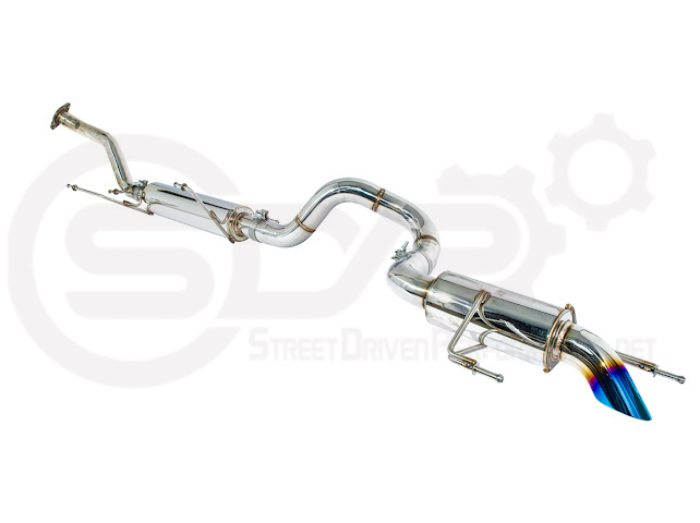Toyota 4Runner 2025-up cat-back exhaust system by Street Driven Performance with chrome or burnt blue tips, featuring turn down exhaust tips.