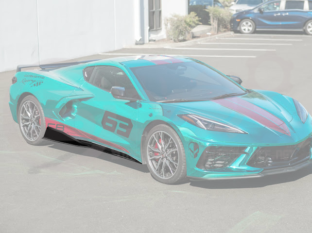 2020-UP CORVETTE C8 STINGRAY & Z51 | 5VM STYLE 2PCS GLOSSY BLACK SIDE SKIRTS ROCKER PANEL GROUND EFFECTS