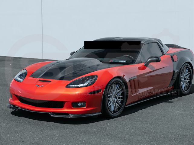 Dry carbon fiber Chevy Corvette C6 mirror covers, four tape-on side mirror cap covers for 2005-2013 models, by Street Driven Performance.