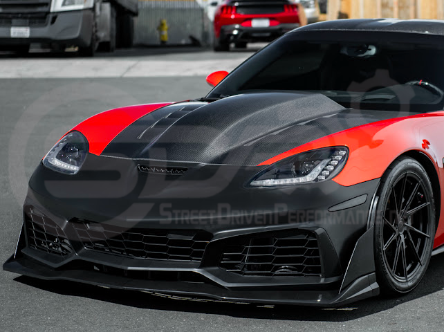 2005-2013 Corvette C6 Z06 | C7 ZR1 Style Primer Black Front Bumper Conversion Kit Replacement