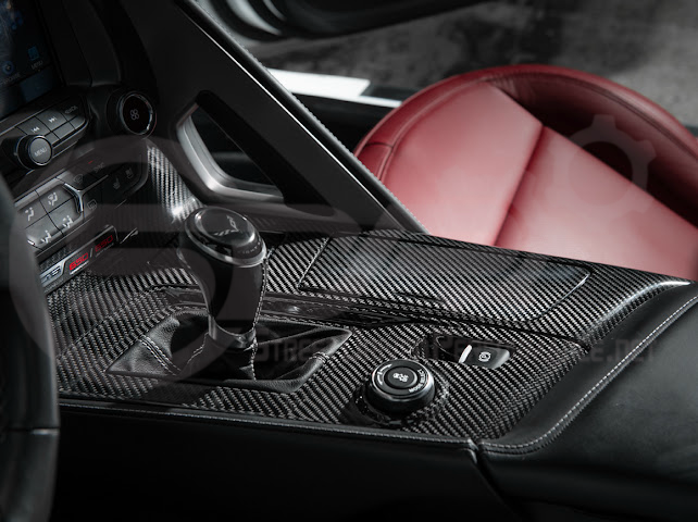2014-2019 Corvette C7 | Carbon Fiber Center Console Bezel Cup Holder Trim Panel (Fits all Models)