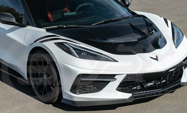 2020-PRESENT CHEVROLET CORVETTE C8 | ZR1 REPLICA STYLE CARBON FLASH FRONT VENTED HOOD