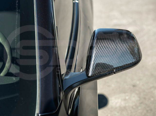 2024-Up Tesla Model 3 | Carbon Fiber Tape On Side Mirror Cap Covers Pair