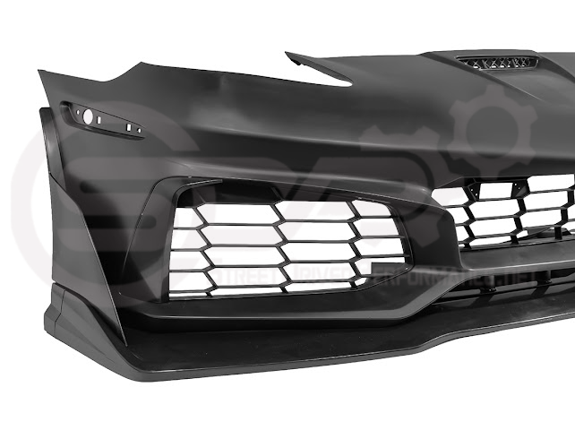 2005-2013 Corvette C6 Z06 | C7 ZR1 Style Primer Black Front Bumper Conversion Kit Replacement