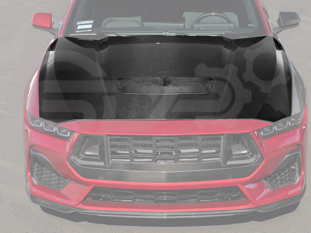 2024-Up Ford Mustang S650 | Factory Style CARBON FIBER Front Hood with Hood Vent (2 versions)