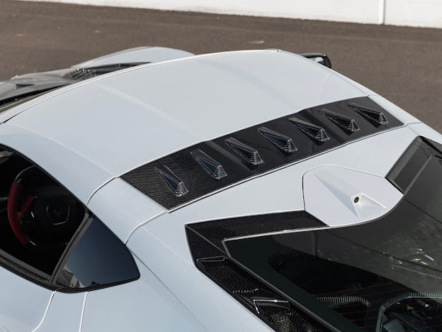 2020+ CHEVROLET CORVETTE C8 COUPE | CARBON FIBER REAR ROOF WING SPOILER VORTEX GENERATORS