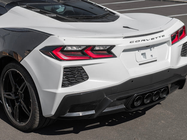 2020-Up Corvette C8 | Z06 Style Rear Center Quad Tips Exhaust Exit Grille Diffuser