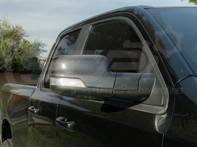 2019-UP RAM 1500 | FACTORY STYLE DRY CARBON FIBER TAPE ON SIDE MIRROR CAP COVERS PAIR