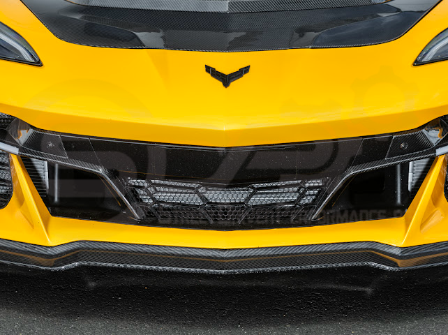 2023+ CHEVROLET CORVETTE C8 E-RAY & Z06 | FACTORY OEM STYLE GLOSSY BLACK FRONT RADIATOR MESH GRILLE GUARD