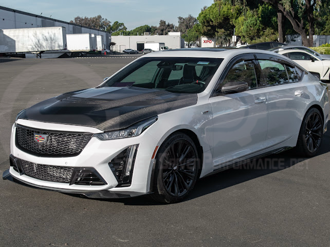 2022-2024 CADILLAC CT5-V BLACKWING SEDAN | CARBON FIBER FACTORY EXTENDED STYLE FRONT LIP SPLITTER GROUND EFFECTS