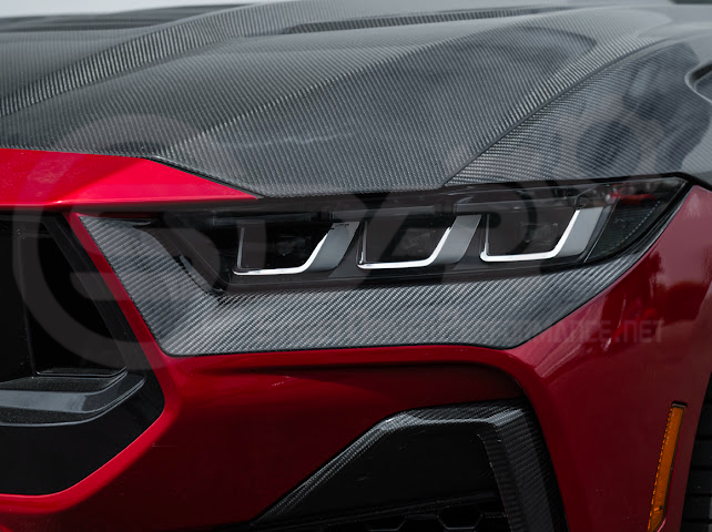 2024-Up Ford Mustang GT | Carbon Fiber Overlay Headlight Eyebrow Trim Cover Pair