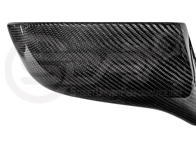 Set of four dry carbon fiber side mirror cap covers for 2005-2013 Chevy Corvette C6 by Street Driven Performance, tape-on installation.
