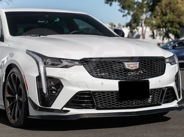 2020-UP CADILLAC CT4-V BLACKWING | CARBON FIBER FRONT LIP SPLITTER WITH CANARDS GROUND EFFECTS