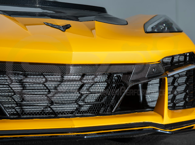 2023-Up Corvette C8 Z06 | Factory Style CARBON FIBER Front Grille License Holder Tow Trim