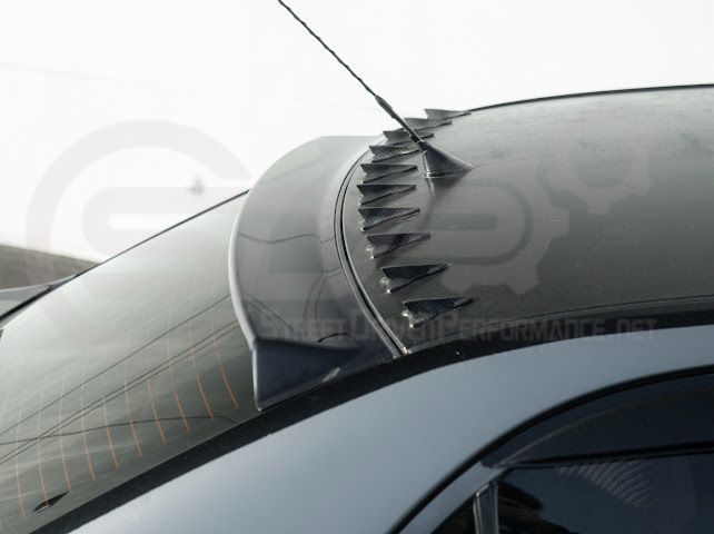 2003-2008 Toyota Corolla | JDM Tape-On Tinted Black Rear Roof Window Visor Guard
