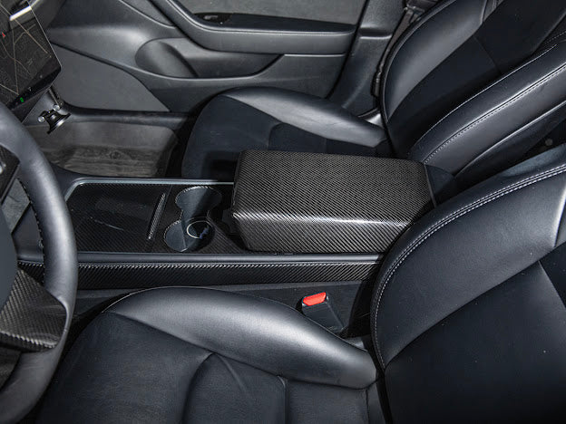 2020-UP TESLA MODEL 3 & Y CARBON FIBER INTERIOR CENTER ARMREST COVER