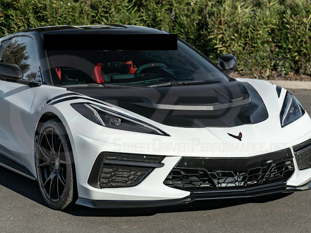 2020-PRESENT CHEVROLET CORVETTE C8 | ZR1 REPLICA STYLE  MATTE BLACK FRONT VENTED HOOD