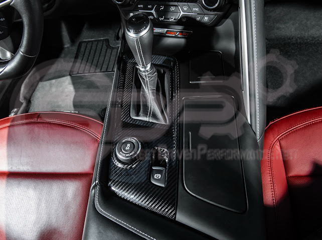 2014-2019 CHEVROLET CORVETTE C7 | FACTORY STYLE DRY CARBON FIBER CENTER CONSOLE SHIFTER TRIM PLATE COVER OVERLAY