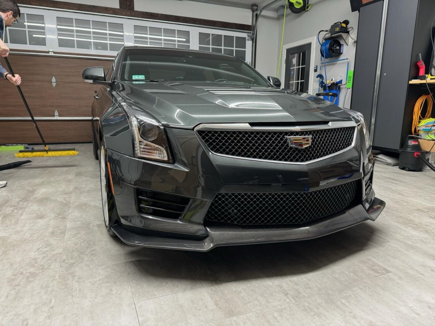 2016-2019 Cadillac ATS-V - Extended Style Carbon Fiber Front Lip Splitter Ground Effects