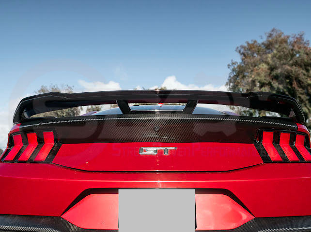 2024-UP FORD MUSTANG | DARKHORSE STYLE GLOSSY BLACK REAR TRUNK LID GURNEY FLAP WICKERBILL WING SPOILER