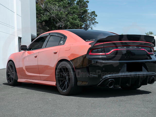 Dodge Charger SRT Hellcat Redeye style rear trunk wing spoiler in matte or gloss black, designed for 2015-2023 models.