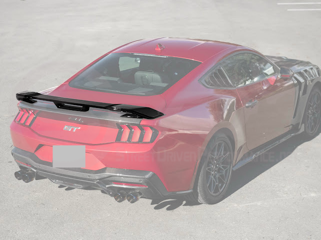 2024-UP FORD MUSTANG | DARKHORSE STYLE GLOSSY BLACK REAR TRUNK LID GURNEY FLAP WICKERBILL WING SPOILER