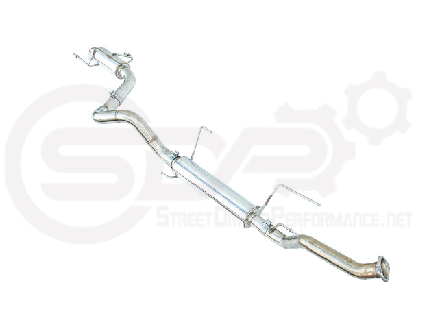 Street Driven Performance 2025-up Toyota 4Runner cat-back exhaust system with chrome or burnt blue tips, turn down style, rear view.