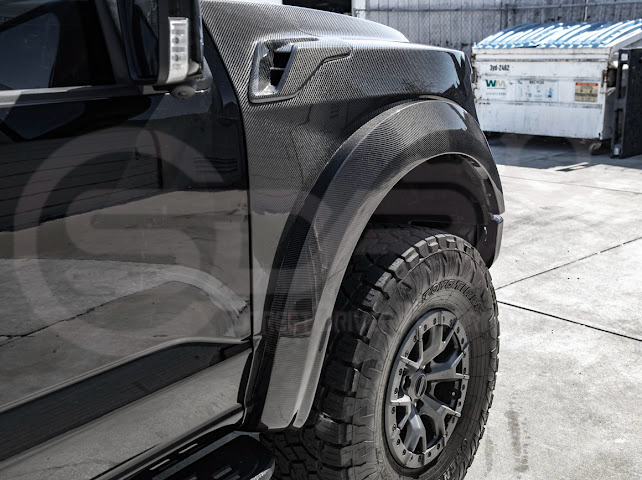 2021-UP F-150 RAPTOR | FACTORY STYLE CARBON FIBER SIDE FENDERS & VENTS REPLACEMENT