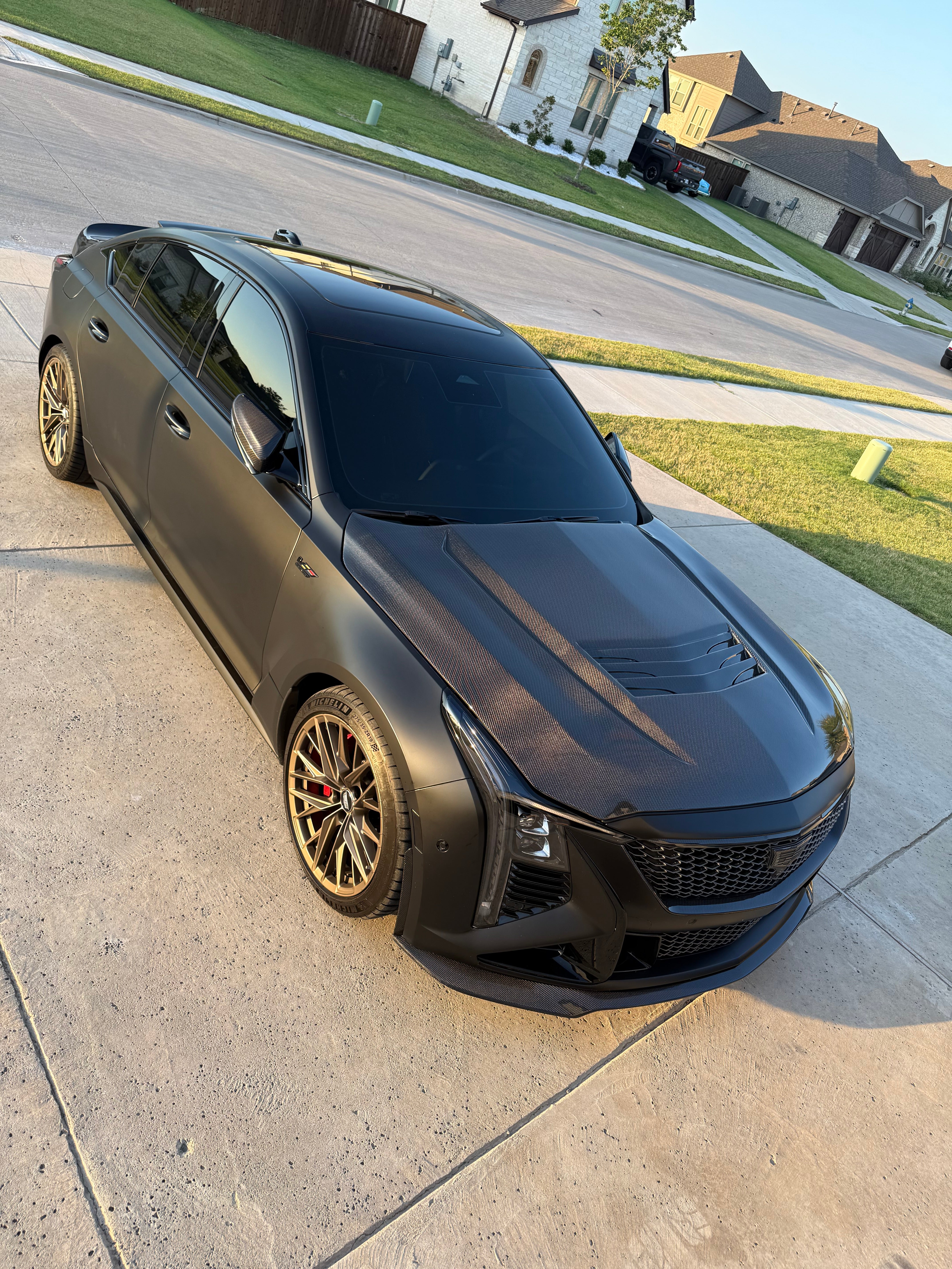 2025-PRESENT CADILLAC CT5-V BLACKWING | FACTORY OEM STYLE CARBON FIBER FRONT LIP SPLITTER GROUND EFFECTS & WHEEL ARCHES