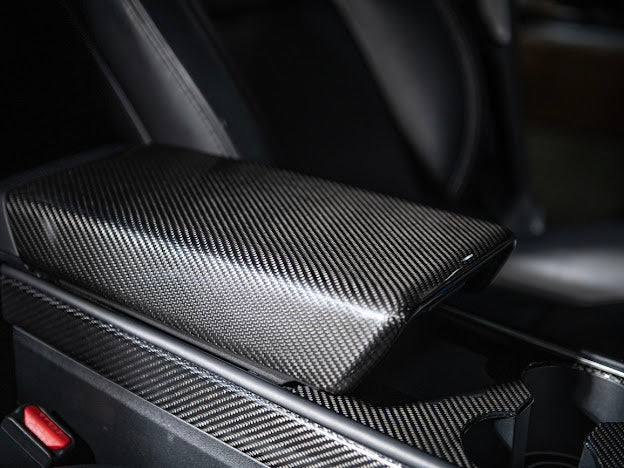 2020-UP TESLA MODEL 3 & Y CARBON FIBER INTERIOR CENTER ARMREST COVER