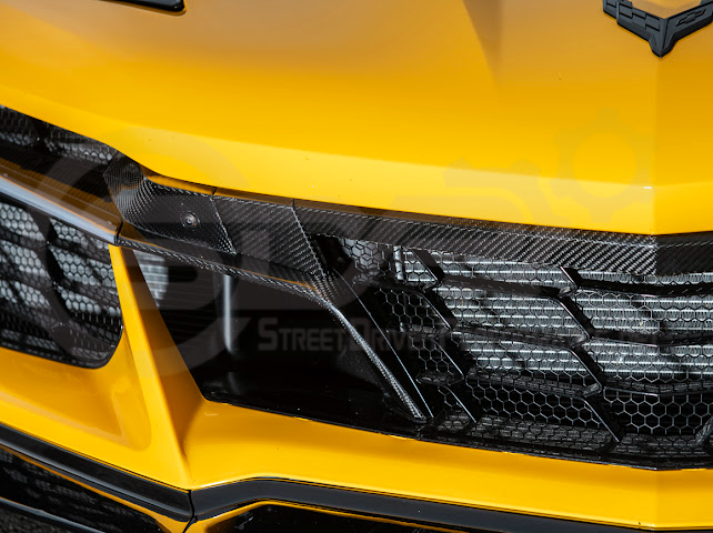 2023-Up Corvette C8 Z06 | Factory Style CARBON FIBER Front Grille License Holder Tow Trim