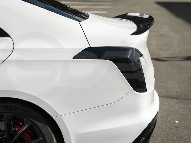 2020-Up Cadillac CT4 | SMOKE TINTED Rear Tail Light Trim Bezel Cover Pair