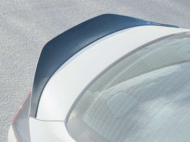 Carbon fiber rear spoiler wing for 2022-up Toyota GR86 and Subaru BRZ, JDM style, by Street Driven Performance.