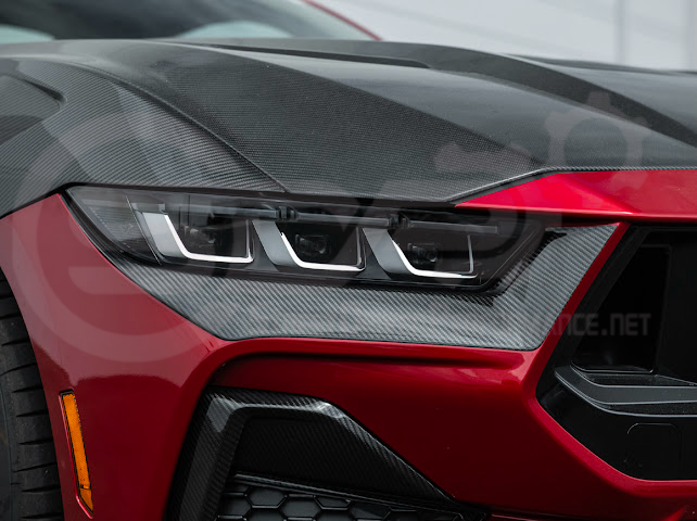 2024-Up Ford Mustang GT | Carbon Fiber Overlay Headlight Eyebrow Trim Cover Pair