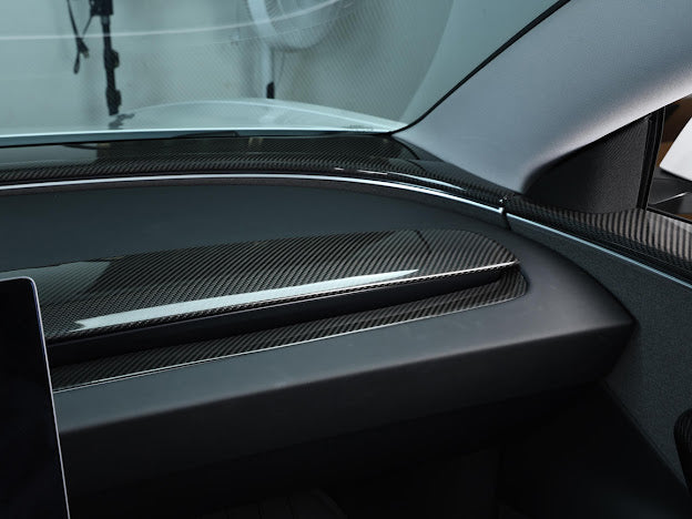 2024-UP TESLA MODEL 3 CARBON FIBER INTERIOR FRONT CENTER AIROUTLET FRAME COVER