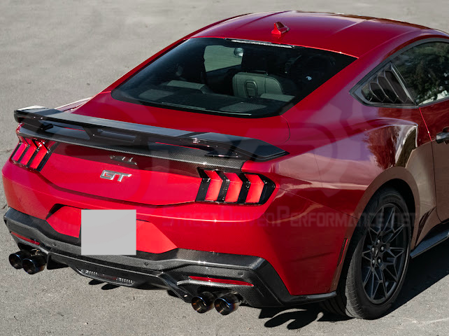 2024-UP FORD MUSTANG | DARKHORSE STYLE GLOSSY BLACK REAR TRUNK LID GURNEY FLAP WICKERBILL WING SPOILER