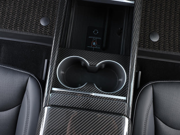 2024-UP TESLA MODEL 3 CARBON FIBER INTERIOR WATER CUP FRAME
