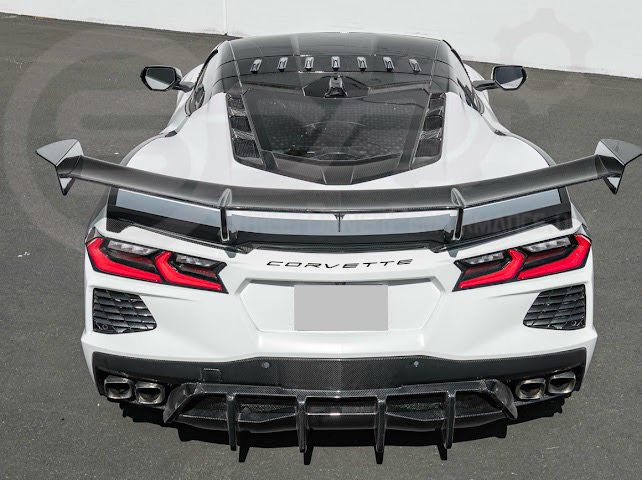 2020-UP CORVETTE C8 | CARBON FIBER REAR BUMPER DIFFUSER QUAD EXIT