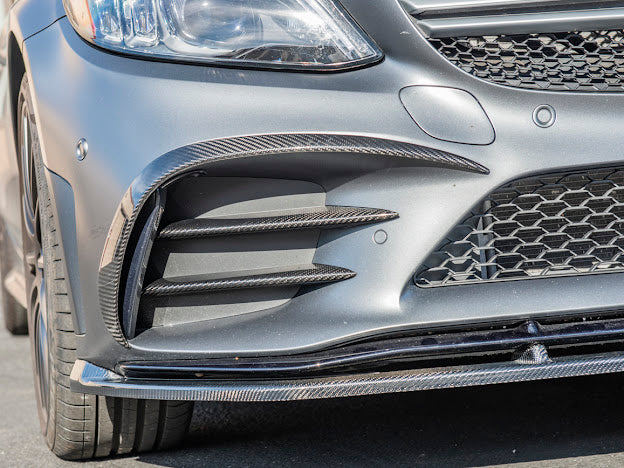 2019-Up C205 W205 Mercedes C-Class AMG Factory Style Carbon Fiber Front Air Vent Cover Pair