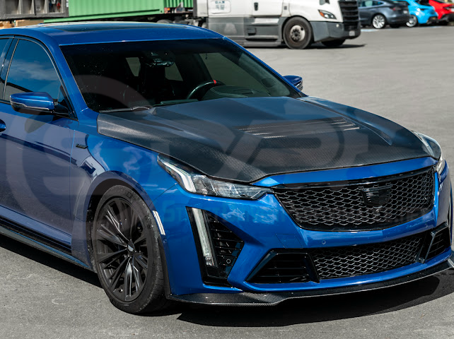 2020-Up Cadillac CT5 / CT5-V / CT5-V Blackwing | “CTS-V, V3” Style CARBON FIBER Front Vented Hood
