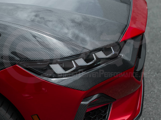 2024-Up Ford Mustang GT | Carbon Fiber Overlay Headlight Eyebrow Trim Cover Pair