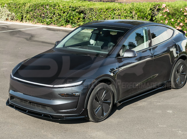 2025-UP TESLA MODEL Y | SDP TRACK STYLE GLOSS BLACK 4 PIECE FRONT LIP SPLITTER GROUND EFFECTS