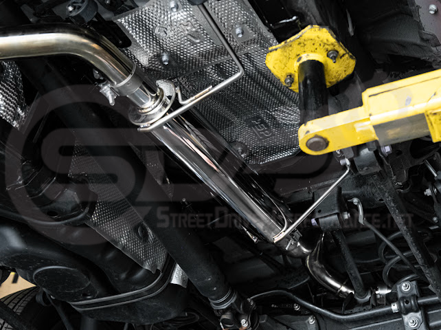 Toyota 4Runner 2025-up cat-back exhaust system with chrome or burnt blue tips by Street Driven Performance, turn down style.