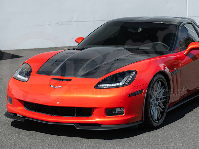 2005-2013 C6 Corvette - 427 /Grand Sport / Z06 / ZR1 | ZRA1 Style Front Splitter Lip Ground Effects (Carbon Fiber or Primer Black)