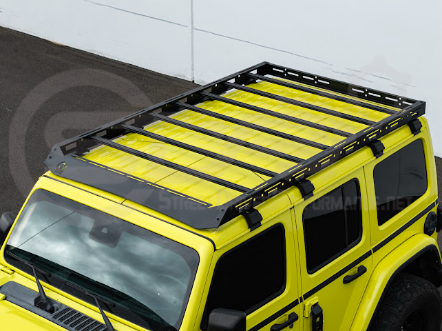 2018-UP JEEP WRANGLER JL & 2020-PRESENT JEEP GLADIATOR JT | CARBON STEEL BLACK TOP ROOF CARGO RACK (FULL & HALF LENGTH)