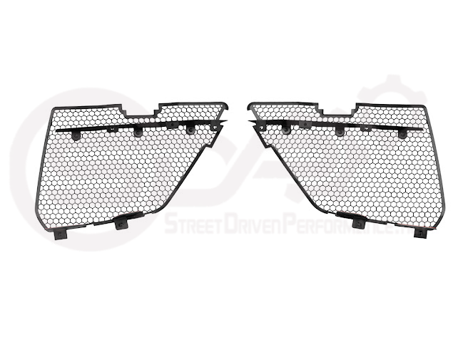 2020+ CHEVROLET CORVETTE C8 STINGRAY & Z51 | FACTORY OEM STYLE GLOSSY BLACK FRONT BUMPER LOWER AIR INLET MESH GRILLE GUARDS