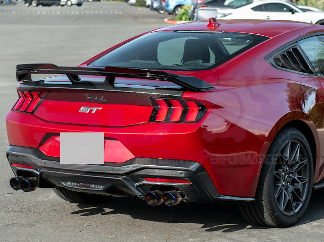 2024-UP FORD MUSTANG | DARKHORSE STYLE GLOSSY BLACK REAR TRUNK LID GURNEY FLAP WICKERBILL WING SPOILER