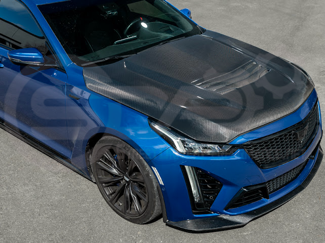 2020-Up Cadillac CT5 / CT5-V / CT5-V Blackwing | “CTS-V, V3” Style CARBON FIBER Front Vented Hood